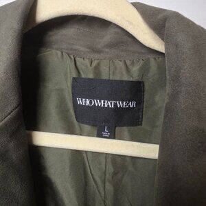 Who What Wear Olive Green Sleeveless Longline Vest | Tie Back Tailored Layering